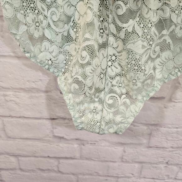 MM We Are HaH Coming In Haht Lace Bodysuit Lingerie Something Blue Teal L NWT - Picture 4 of 9